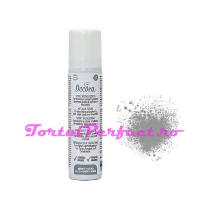 Spray metalizat argintiu, colorant alimentar 75 ml Decora