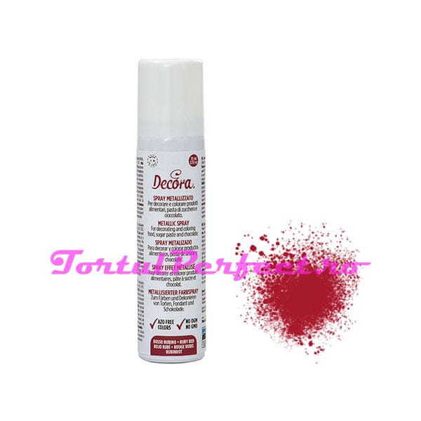 spray rosu rubin metalizat, colorant alimentar 75 ml decora