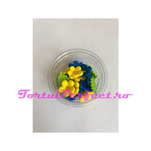 flori albastr/galb din pasta de zahar