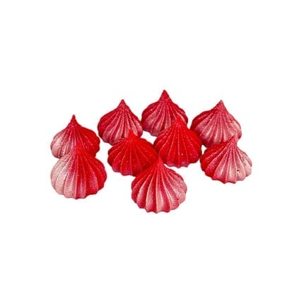 Decoratiuni din zahar Topper – mini bezele rosii cu stralucire argintie 9buc