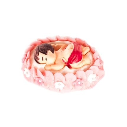figurina din zahar bebelus in patut roz