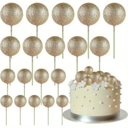 cake balls aurii cu sclipici